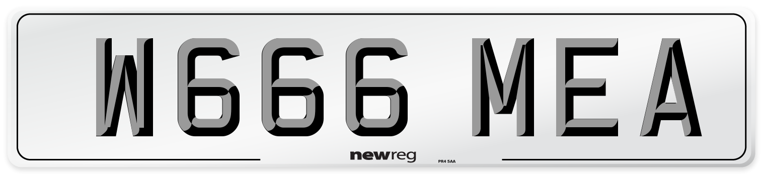 W666 MEA Number Plate from New Reg